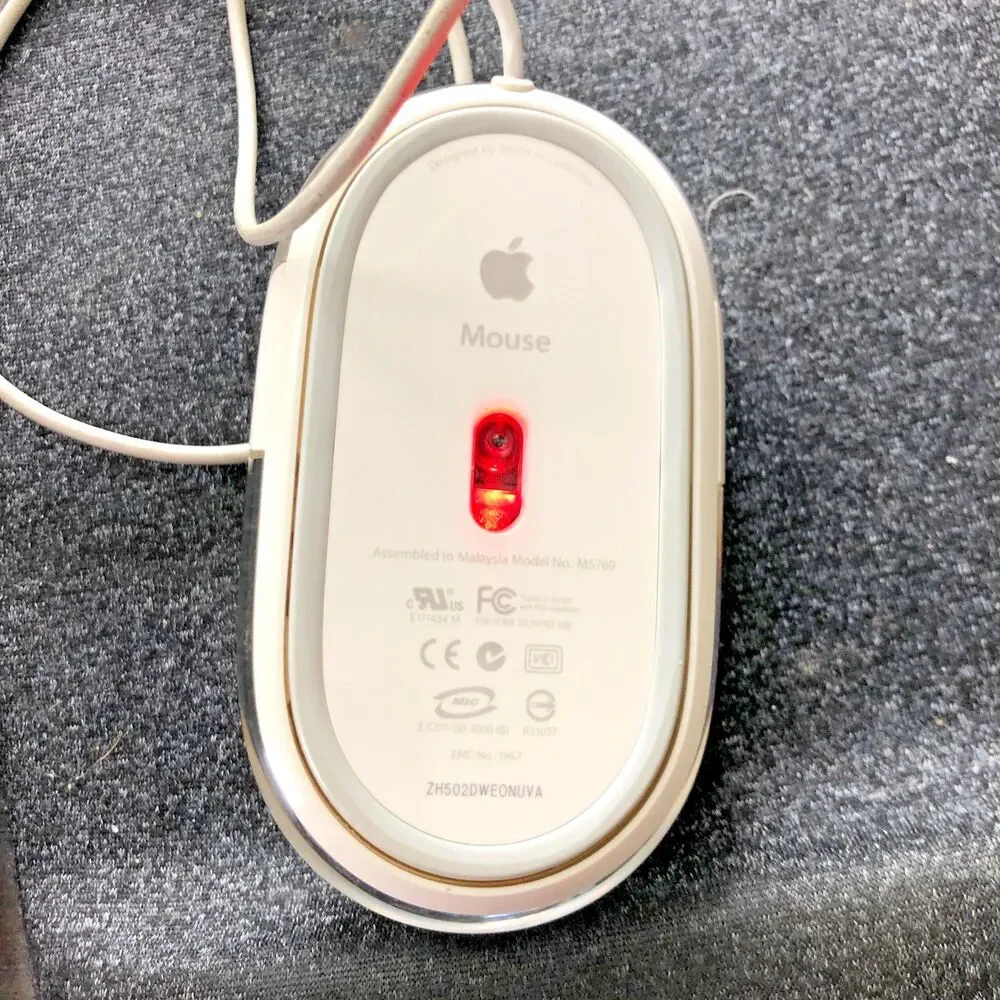 Apple Mac Mouse Genuine Wired Optical M5769 Clear White Tested Works